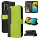 Business Stitching-Color Horizontal Flip PU Leather Case with Holder & Card Slots & Photo Frame For Infinix Hot 9 / Note 7 Lite / X655C / Tecno Camon 15(Green)