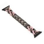 Cowboy Chain + Resin Metal Watch Band For Apple Watch Series 8&7 41mm / SE 2&6&SE&5&4 40mm / 3&2&1 38mm(Black+Pink)