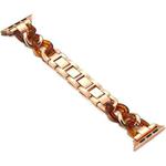 Cowboy Chain + Resin Metal Watch Band For Apple Watch Series 8&7 41mm / SE 2&6&SE&5&4 40mm / 3&2&1 38mm(Rose Gold+Tortoiseshell)