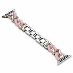 Cowboy Chain + Resin Metal Watch Band For Apple Watch Ultra 49mm / Series 8&7 45mm / SE 2&6&SE&5&4 44mm / 3&2&1 42mm(Silver+Pink)