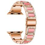 Three-beads Diamond + Gemstone Watch Band For Apple Watch Series 8&7 41mm / SE 2&6&SE&5&4 40mm / 3&2&1 38mm(Rose Gold Pink)