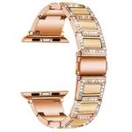 Three-beads Diamond + Gemstone Watch Band For Apple Watch Ultra 49mm / Series 8&7 45mm / SE 2&6&SE&5&4 44mm / 3&2&1 42mm(Rose Gold White)