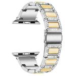 Three-beads Diamond + Gemstone Watch Band For Apple Watch Ultra 49mm / Series 8&7 45mm / SE 2&6&SE&5&4 44mm / 3&2&1 42mm(Silver White)