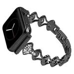 Sector Shape Diamond Metal Watch Band For Apple Watch Series 8&7 41mm / SE 2&6&SE&5&4 40mm / 3&2&1 38mm(Black)