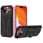 For iPhone 13 Kickstand Armor Card Wallet Phone Case(Pink)