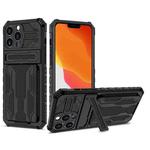 For iPhone 13 Pro Kickstand Armor Card Wallet Phone Case (Black)