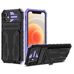For iPhone 12 Kickstand Armor Card Wallet Phone Case(Purple)