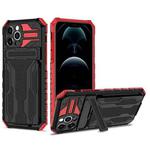 For iPhone 12 Pro Max Kickstand Armor Card Wallet Phone Case(Red)