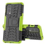For OnePlus Nord 2 5G Tire Texture Shockproof TPU+PC Protective Case with Holder(Green)