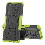 For Sony Xperia 1 III Tire Texture Shockproof TPU+PC Protective Case with Holder(Green)