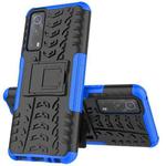 For Vivo iQOO Z3 Tire Texture Shockproof TPU+PC Protective Case with Holder(Blue)