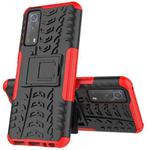 For Vivo iQOO Z3 Tire Texture Shockproof TPU+PC Protective Case with Holder(Red)