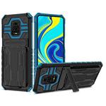 For Xiaomi Redmi Note 9S Armor Card PC + TPU Shockproof Case with Card Slot & Invisible Holder(Blue)