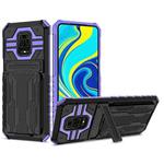 For Xiaomi Redmi Note 9S Armor Card PC + TPU Shockproof Case with Card Slot & Invisible Holder(Purple)