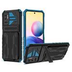 For Xiaomi Redmi Note 10 5G Armor Card PC + TPU Shockproof Case with Card Slot & Invisible Holder(Blue)