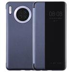 For Huawei Mate 30 Intelligent PU Horizontal Flip Protective Case with Smart View Window & Sleep Wake-up Function(Dark Blue)