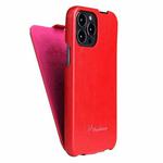 For iPhone 13 mini Fierre Shann Retro Oil Wax Texture Vertical Flip PU Leather Case (Red)