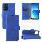 For OPPO Reno 6Z Solid Color Skin Feel Magnetic Buckle Horizontal Flip Calf Texture PU Leather Case with Holder & Card Slots & Wallet(Blue)