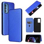 For Motorola Edge 20 Pro Carbon Fiber Texture Horizontal Flip TPU + PC + PU Leather Case with Card Slot(Blue)