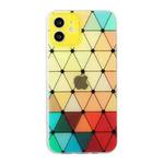 For iPhone 12 mini Hollow Diamond-shaped Squares Pattern TPU Precise Hole Phone Protective Case (Yellow)