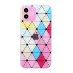 For iPhone 12 mini Hollow Diamond-shaped Squares Pattern TPU Precise Hole Phone Protective Case (Pink)