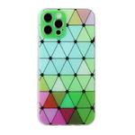 For iPhone 12 Pro Hollow Diamond-shaped Squares Pattern TPU Precise Hole Phone Protective Case(Green)