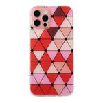 For iPhone 12 Pro Hollow Diamond-shaped Squares Pattern TPU Precise Hole Phone Protective Case(Red)