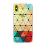 For iPhone X / XS Hollow Diamond-shaped Squares Pattern TPU Precise Hole Phone Protective Case(Yellow)