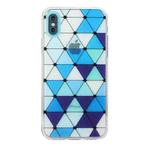For iPhone XS Max Hollow Diamond-shaped Squares Pattern TPU Precise Hole Phone Protective Case(Blue)