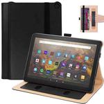 For Amazon Kindle Fire HD 10/HD 10 Plus 2021 Retro Texture PU Leather Horizontal Flip Leather Case with Holder & 2 Card Slots & Hand Strap & Sleep / Wake-up Function(Black)