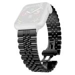 Women Five Beads Stainless Steel Watch Band Width: 20mm For Apple Watch Ultra 49mm / Series 8&7 45mm / SE 2&6&SE&5&4 44mm / 3&2&1 42mm(Black)