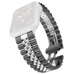 Women Five Beads Stainless Steel Watch Band Width: 20mm For Apple Watch Ultra 49mm / Series 8&7 45mm / SE 2&6&SE&5&4 44mm / 3&2&1 42mm(Black + Silver)
