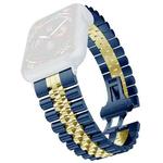 Women Five Beads Stainless Steel Watch Band Width: 20mm For Apple Watch Series 8&7 41mm / SE 2&6&SE&5&4 40mm / 3&2&1 38mm(Blue + Gold)