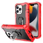 For iPhone 13 Pro PC + Rubber 3-layers Shockproof Protective Case with Rotating Holder (Red + Black)