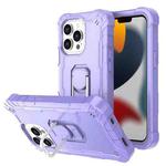 For iPhone 13 Pro PC + Rubber 3-layers Shockproof Protective Case with Rotating Holder (Purple)