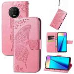 Butterfly Love Flowers Embossed Horizontal Flip Leather Case with Holder & Card Slots & Wallet & Lanyard For Infinix Note 7(Pink)