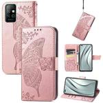 Butterfly Love Flowers Embossed Horizontal Flip Leather Case with Holder & Card Slots & Wallet & Lanyard For Infinix Note 8(Rose Gold)