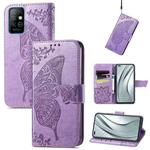 Butterfly Love Flowers Embossed Horizontal Flip Leather Case with Holder & Card Slots & Wallet & Lanyard For Infinix Note 8(Light Purple)