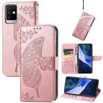 Butterfly Love Flowers Embossed Horizontal Flip Leather Case with Holder & Card Slots & Wallet & Lanyard For Infinix Note 10(Rose Gold)