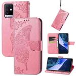 Butterfly Love Flowers Embossed Horizontal Flip Leather Case with Holder & Card Slots & Wallet & Lanyard For Infinix Note 10(Pink)