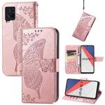Butterfly Love Flowers Embossed Horizontal Flip Leather Case with Holder & Card Slots & Wallet & Lanyard For vivo IQOO 7(Rose Gold)