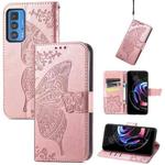 Butterfly Love Flowers Embossed Horizontal Flip Leather Case with Holder & Card Slots & Wallet & Lanyard For Motorola Edge 20 Pro(Rose Gold)