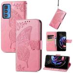 Butterfly Love Flowers Embossed Horizontal Flip Leather Case with Holder & Card Slots & Wallet & Lanyard For Motorola Edge 20 Pro(Pink)