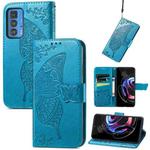 Butterfly Love Flowers Embossed Horizontal Flip Leather Case with Holder & Card Slots & Wallet & Lanyard For Motorola Edge 20 Pro(Blue)