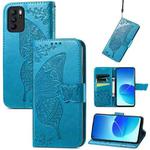 Butterfly Love Flowers Embossed Horizontal Flip Leather Case with Holder & Card Slots & Wallet & Lanyard For OPPO Reno 6Z(Blue)