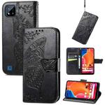 Butterfly Love Flowers Embossed Horizontal Flip Leather Case with Holder & Card Slots & Wallet & Lanyard For OPPO Realme C20(Black)