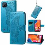 Butterfly Love Flowers Embossed Horizontal Flip Leather Case with Holder & Card Slots & Wallet & Lanyard For OPPO Realme C20(Blue)