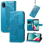 Butterfly Love Flowers Embossed Horizontal Flip Leather Case with Holder & Card Slots & Wallet & Lanyard For Wiko Y61(Blue)