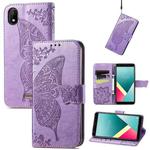 Butterfly Love Flowers Embossed Horizontal Flip Leather Case with Holder & Card Slots & Wallet & Lanyard For Wiko Y61(Light Purple)
