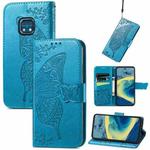 Butterfly Love Flowers Embossed Horizontal Flip Leather Case with Holder & Card Slots & Wallet & Lanyard For Nokia XR20(Blue)